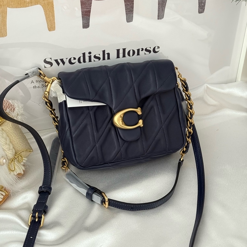 Coach Quilted Navy Crossbody with Gold Hardware - Times Square Tabby